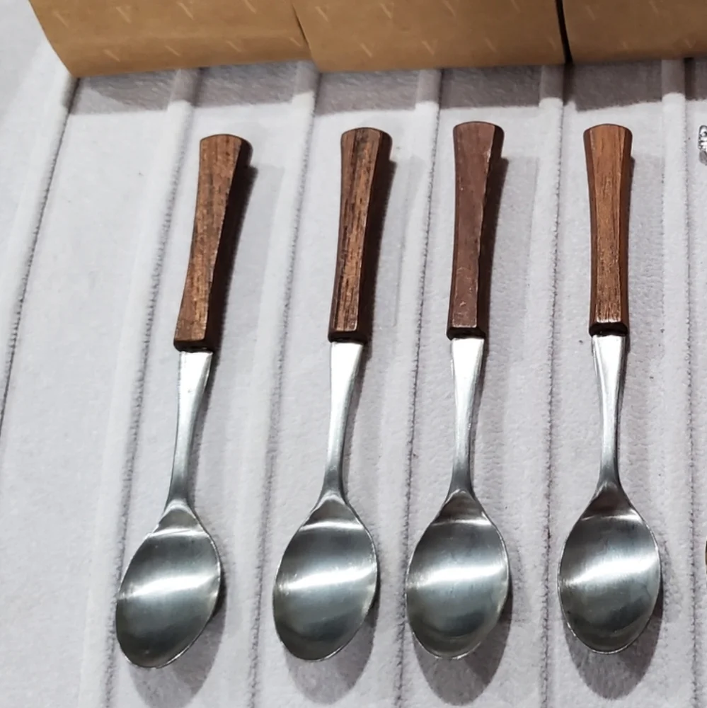 MCM Japan Wood Handle Coctail Appetizer Spoons - Set of 4 🥄🥄🥄🥄 Vintage